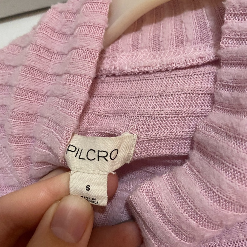 Pilcro Pink Cropped Ribbed Knit Sweater - Picture 2 of 3